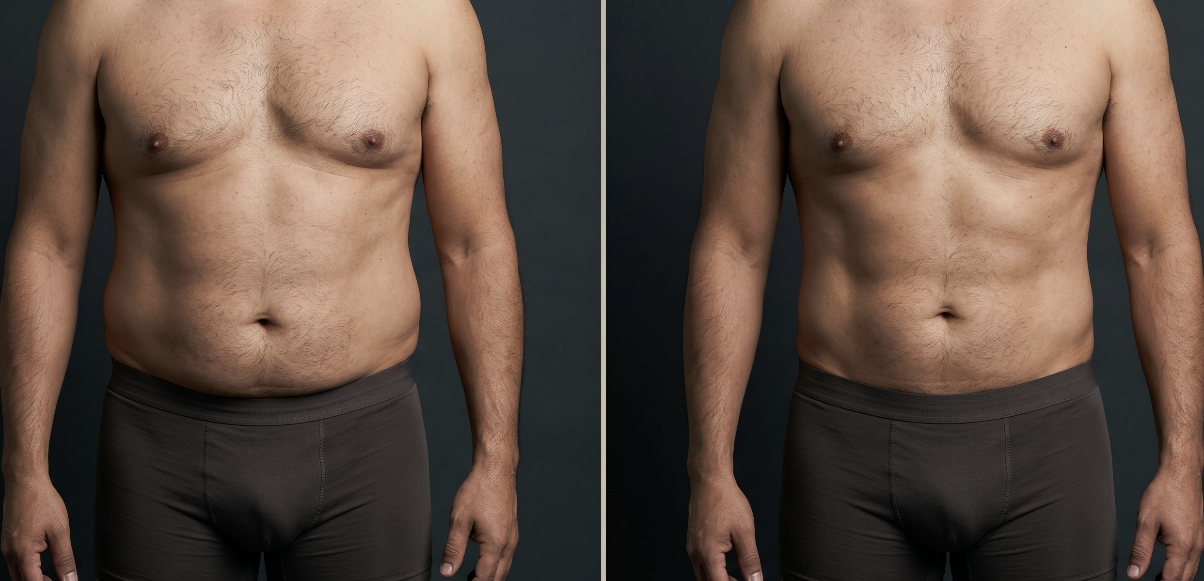 Antes y después Endolifting abdomen frontal — Dr. Kevin Ramírez